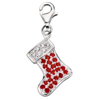 sterling Silver Crystal Set Stocking Charm