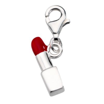 sterling Silver and Enamel Red Lipstick Charm