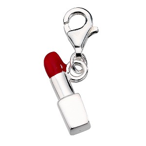 H Samuel Sterling Silver and Enamel Red Lipstick Charm