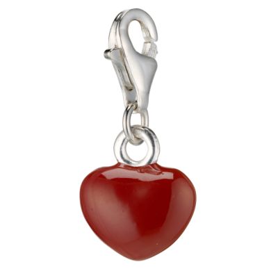 sterling Silver and Enamel Red Heart Charm