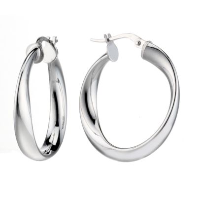 9ct white gold soft twist creole earrings