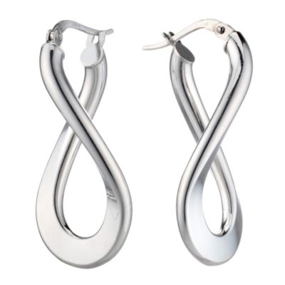 9ct white gold infinity creole earrings