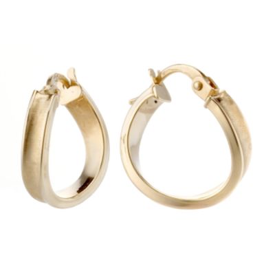 9ct gold twisted satin creole earrings - Product number 8001561