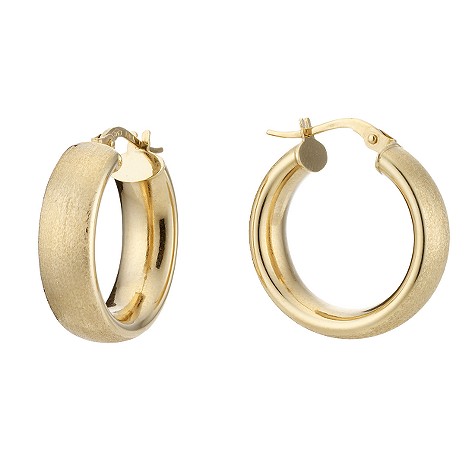 9ct gold satin finish creole earrings