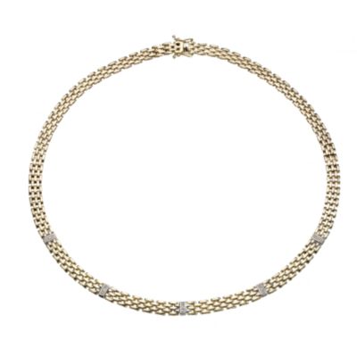 9ct gold 17 diamond set panther necklace