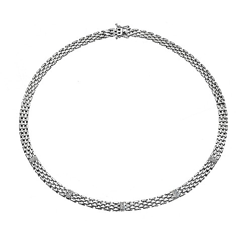 9ct white gold 17 diamond set panther necklace