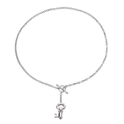 Unbranded 9ct white gold 17 albert necklace with key