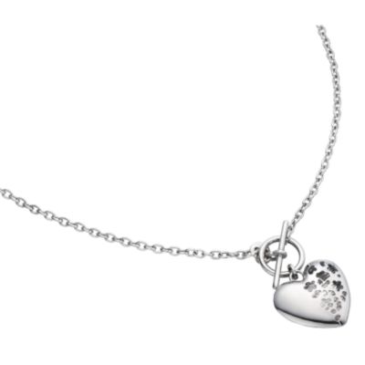9ct white gold 18 cut out heart albert necklace