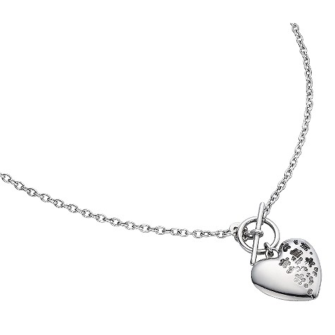 9ct white gold 18 cut out heart albert necklace