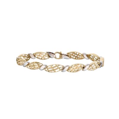 9ct gold two colour cut out bracelet