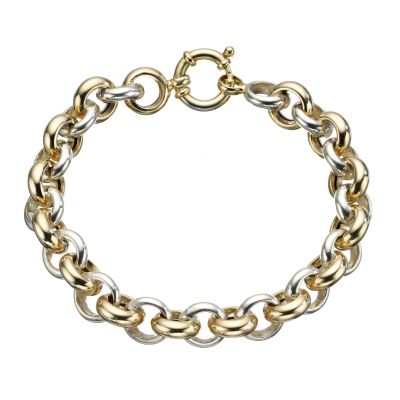 Sterling silver and 9ct gold round link bracelet