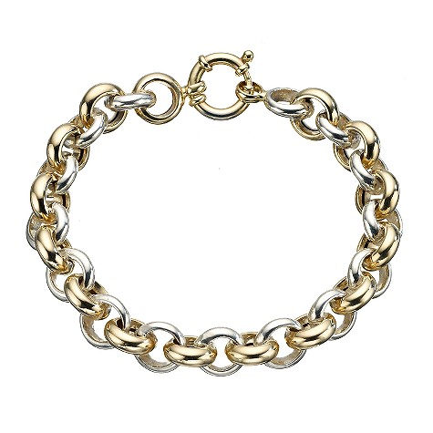 Sterling silver and 9ct gold round link bracelet