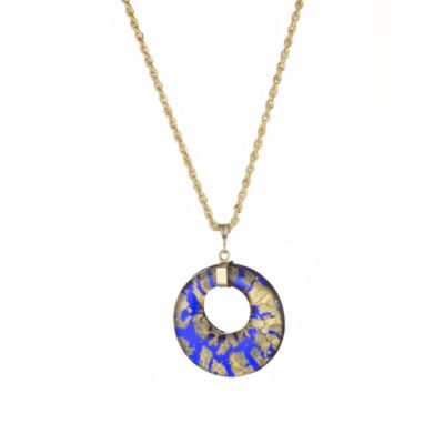 9ct Yellow Gold Blue Venetian Glass Pendant - Product number 8002037