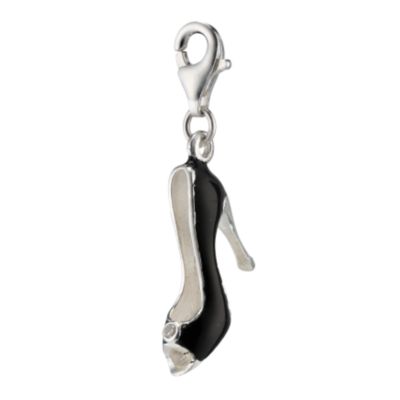 sterling Silver and Black Enamel Shoe Charm