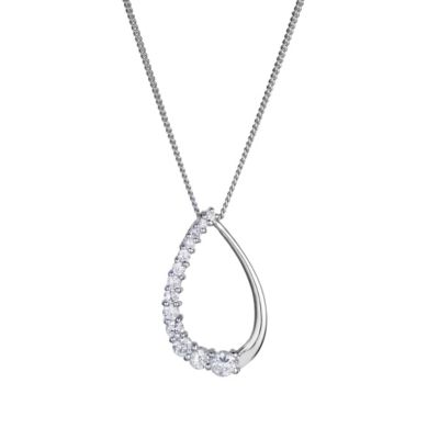 sterling Silver Cubic Zirconia Oval Pendant