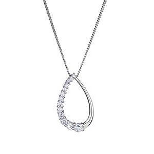 sterling Silver Cubic Zirconia Oval Pendant