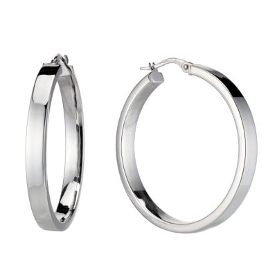 9ct white gold 30mm creole earrings