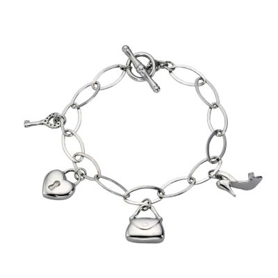 9ct white gold cubic zirconia set charm bracelet