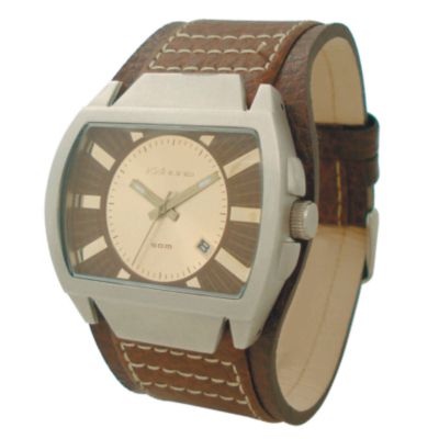 Kahuna Men's Brown Tonneau Dial Brown Leather Cuff Watch - Product number 8002436