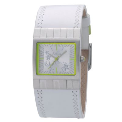 Kahuna Ladies' Silver Dial White Leather Cuff Watch - Product number 8002479