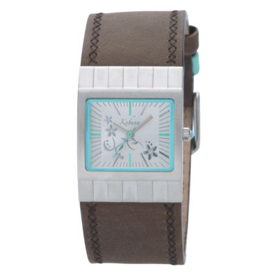 Kahuna Ladies' Silver Dial Brown Leather Cuff Watch - Product number 8002487