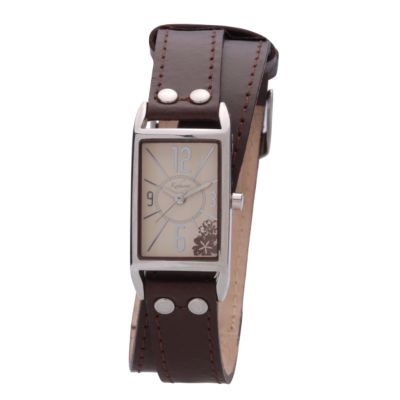 Kahuna Ladies' Brown Leather Crossover Strap Watch