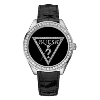 Guess Ladies' Stone Set Black Strap Watch - Product number 8002606