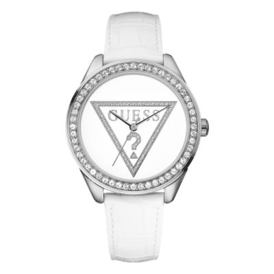 Guess Ladies' Stone Set White Strap Watch - Product number 8002665