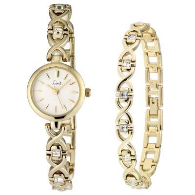 Limit Vintage Gold-Plated Stone Set Watch Bracelet Gift Set
