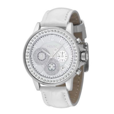 dkny ladies stone set chronograph watch