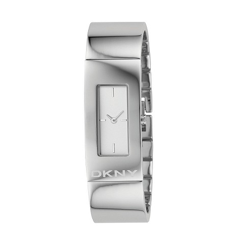 DKNY ladies rectangular white dial watch