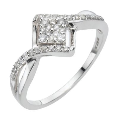9ct white gold fifth carat diamond cross over ring - Product number 8006091