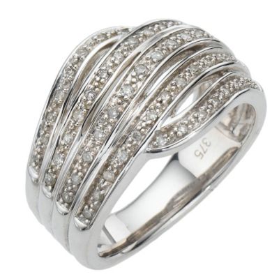 9ct white gold fifth carat diamond five row ring