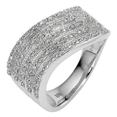 9ct white gold quarter carat diamond wave ring