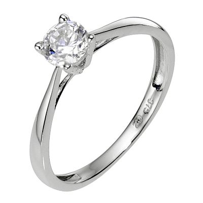 9ct White Gold Cubic Zirconia Solitaire  Children's Ring F - Product number 8008639