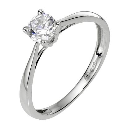 9ct White Gold Cubic Zirconia Solitaire Children's Ring H - Product number 8008655