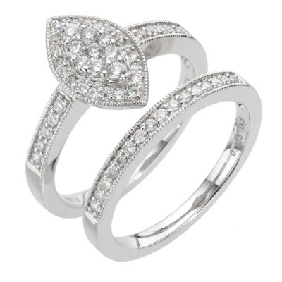 18ct white gold half carat diamond bridal set - Product number 8009333