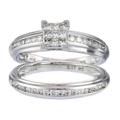 18ct white gold 60pt diamond wedding set - Product number 8009732