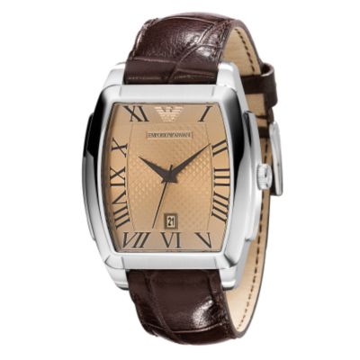 Emporio Armani men's brown leather strap watch - Product number 8014299