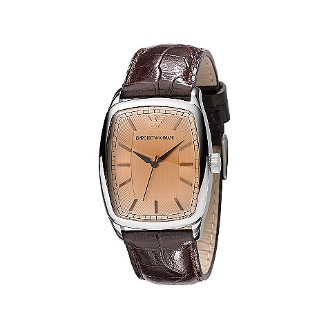 Armani ladies brown leather strap watch