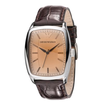 Emporio Armani brown leather strap watch
