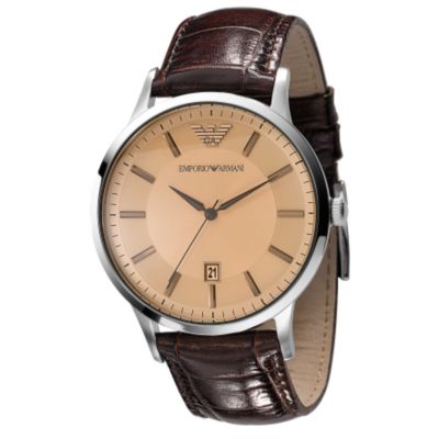 Emporio Armani men's brown leather strap watch - Product number 8015600