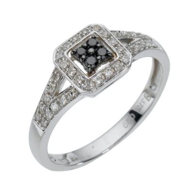 9ct white gold fifth carat black coloured diamond ring