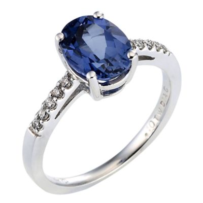9ct white gold created sapphire diamond ring