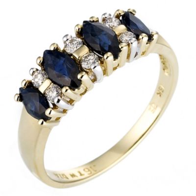 18ct yellow gold sapphire and diamond ring