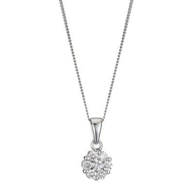 9ct white gold third carat diamond cluster pendant - Product number 8017557