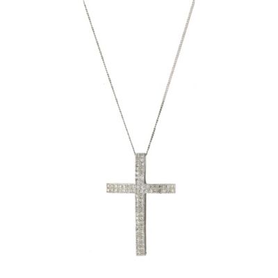 9ct white gold half carat diamond cross pendant - Product number 8017603