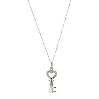 9ct white gold diamond key pendant - Product number 8017670