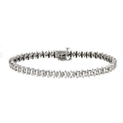 9ct white gold three carat bar set bracelet - Product number 8017719