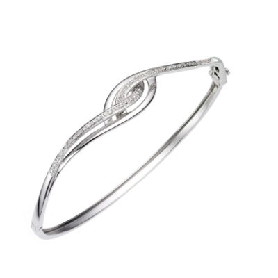 9ct white gold diamond set bangle - Product number 8017859